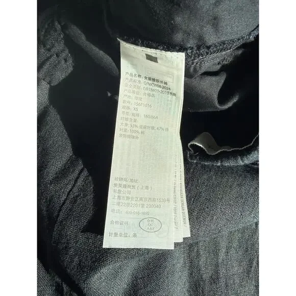 $80 Abercrombie & Fitch Linen Blend Pull on Barrel Pant XS Black - Picture 9 of 10